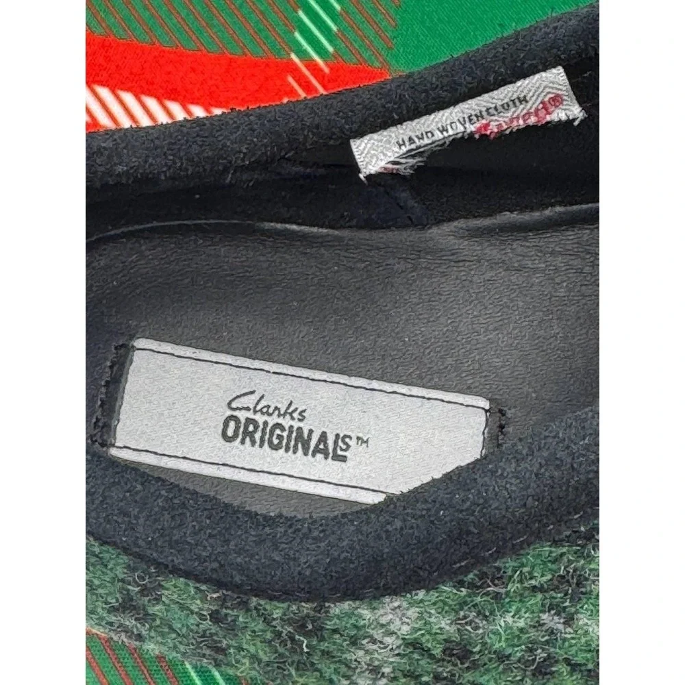 Clarks Originals Wallabee Shoes Mens 10 Green Wool Houndstooth‎ Plaid Tweed